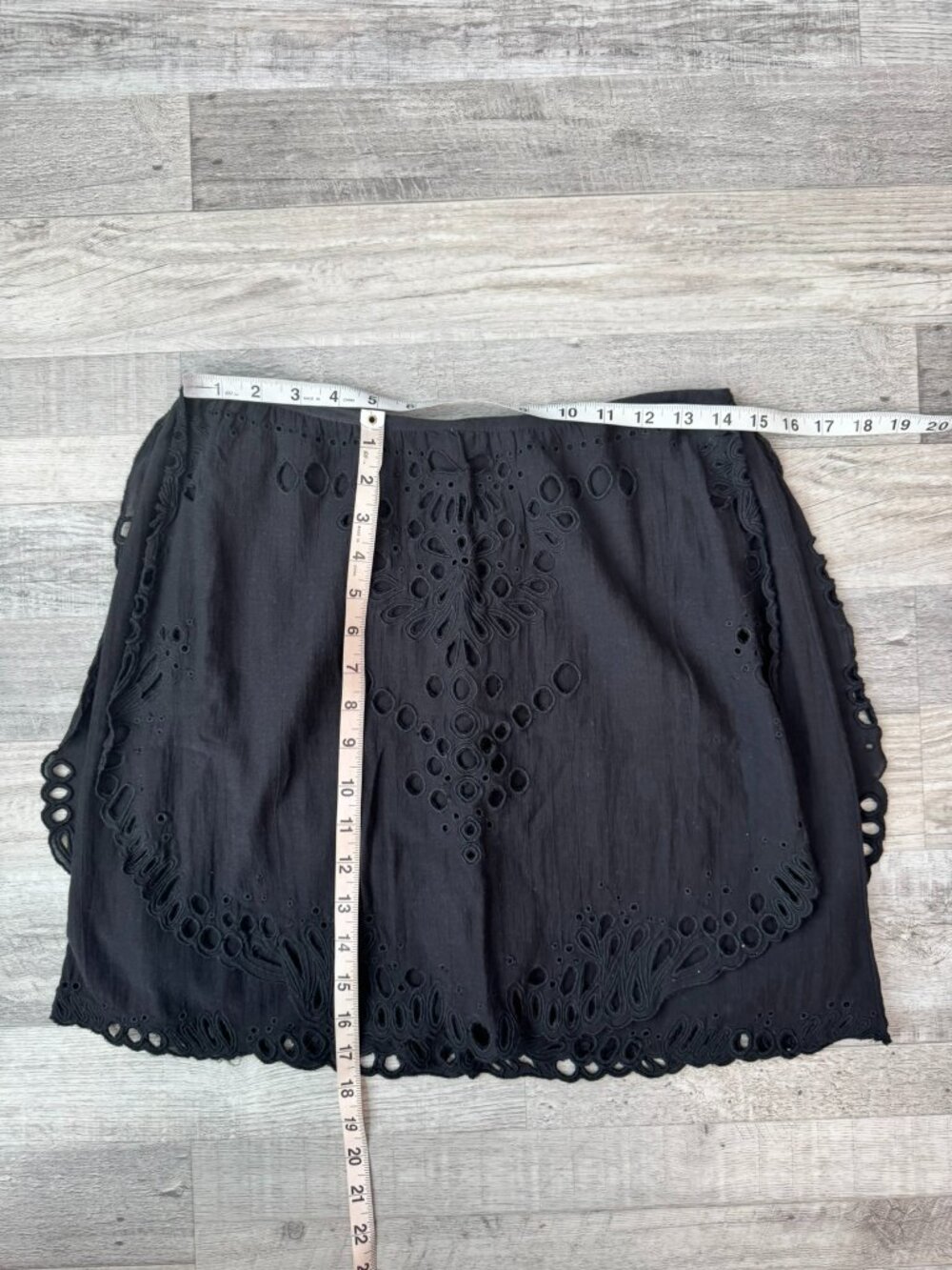 Iro Black Eyelet Lace Mini Skirt approx size small Cotton Blend, Lined K7 - Picture 6 of 6
